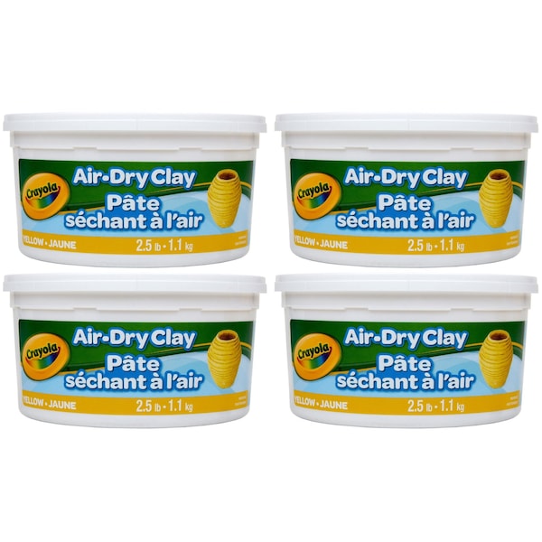 Air Dry Clay, 2.5lb Tub, Yellow, 4PK